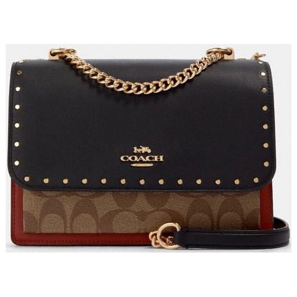 Coach Klare Crossbody In Signature Canvas With Rivets In Khaki Multi 90400 - Picture 1 of 5